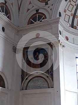 Nterior of the church of Santa Maria delle Grazie, Milan, Italy. Architecture, catholic.