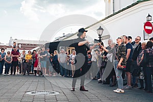 May 25, 2019 Minsk Belarus Street festivities in the evening city