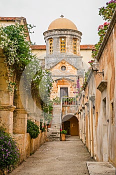 May 2013: the monastery of Agia Triada of Tsagaroli in the Chania region on the island of Crete, Greece. photo