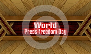 May month special day. World Press Freedom Day, Neon Text Effect on Bricks Background