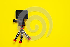 May 08, 2020, Rostov, Russia: Action camera GoPro Hero 8 Black on tripod Gorillapod. Video equipment for moving and mobility,