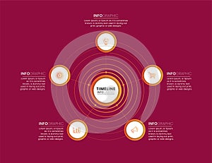 Business infographic timeline with 5 options elements