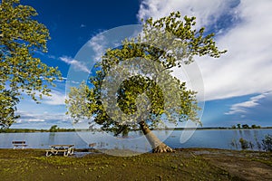 MAY 18 2019, USA campsite  at Weston Bend State Park in Rushville, Platte County, Missouri photo