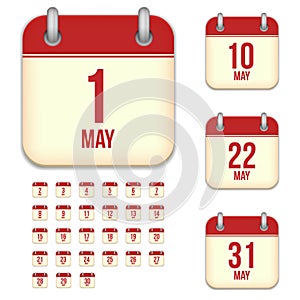 May vector calendar icons