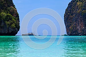 The Maya Bay beach without people where the film \