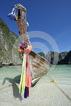 Maya Bay Thailand Traditional Thai Wooden Longtail Boat