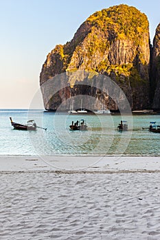 Maya beach with long tail boats