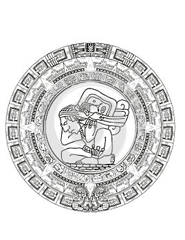 Maya calendar of Mayan or Aztec vector hieroglyph signs