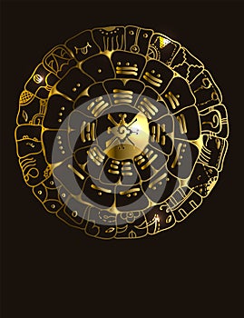 Maya calendar of Mayan or Aztec vector hieroglyph signs