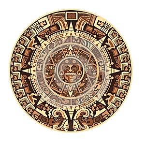 Maya calendar of Mayan or Aztec vector hieroglyph signs and symbols photo