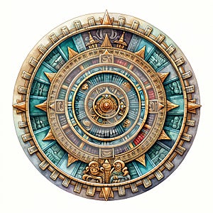 Maya calendar wheel representing the intricate calendrical system illustration
