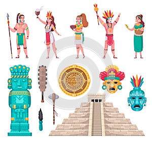 Maya Civilization Cartoon Set