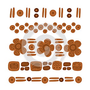 Maya civilization graphics decor. Tribal traditional elements. Native ethnic Aztec ornaments. Ancient Inca culture