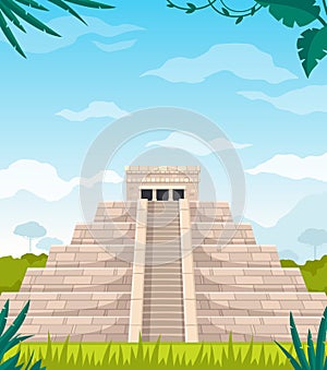 Maya Civilization Monument Cartoon