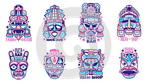 Maya culture emblems. vector set