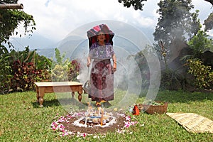 Maya priest performing ritual