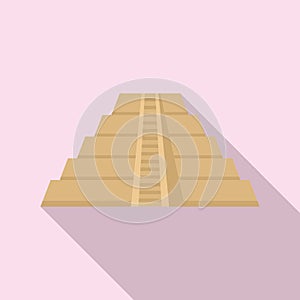 Maya pyramid icon, flat style