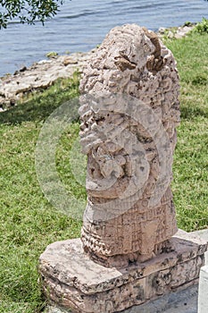 Maya Stone Pole Cancun Mexico