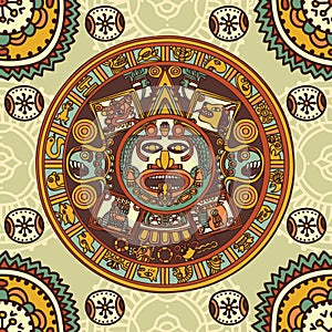 Maya zodiac, card with ethnic ornament