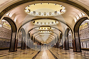 Mayakovskaya metro station in Moscow