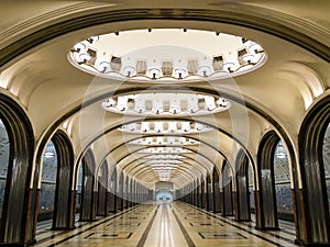 Mayakovskaya metro station in Moscow, Russia