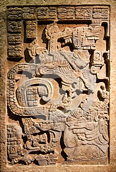 Mayan Art - Detail from a Mayan limestone relief