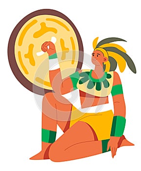 Mayan or aztec emperor or king, warrior soldier