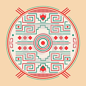 Mayan Aztec Style Emblem design, Maya iconography.