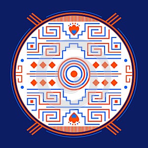 Mayan Aztec Style Emblem design, Maya iconography.