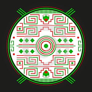 Mayan Aztec Style Emblem design, Maya iconography.