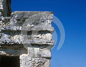 Mayan building-male head in profile