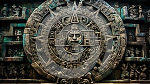 Mayan calendar colorful background. Neural network AI generated