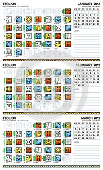 Mayan calendar, January-March 2012 (European) photo