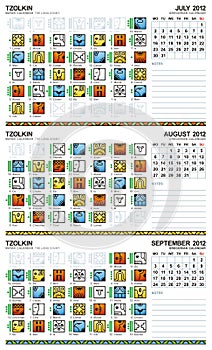 Mayan calendar, July-September 2012 (European) photo