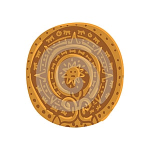 Mayan calendar, Maya civilization symbol, American tribal culture element vector Illustration on a white background