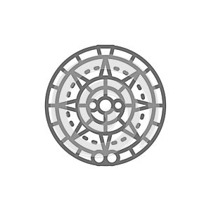 Mayan calendar, mexican ethnic ornament line icon.