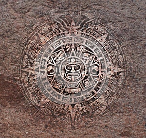 Mayan calendar on old stone