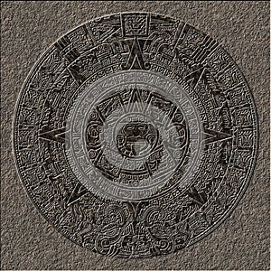 Mayan calendar relief chiseled in granite