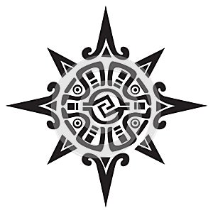 Mayan or Incan symbol of a sun or star photo
