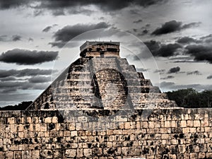 The Castle, Chichen Itza from the Juego de pelota field. photo