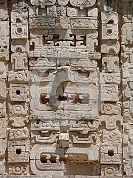 Mayan mask carved in stone