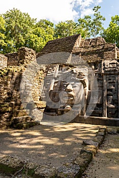 Mayan Mask temple at Lamanai in Northern Belize