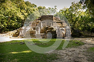 Mayan Mask temple at Lamanai in Northern Belize