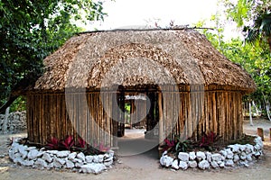 Mayan Mexico wood house cabin hut palapa photo