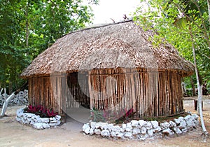 Mayan Mexico wood house cabin hut palapa photo