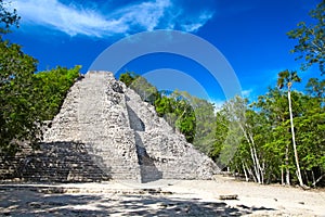 Mayan Nohoch Mul pyramid in Coba