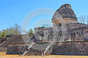 Mayan observatory in Chichenitza pyramids in yucatan, mexico XVI