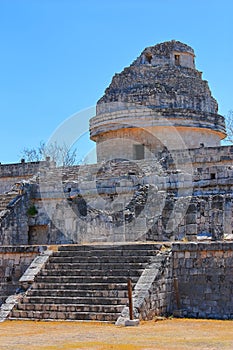 Mayan observatory in Chichenitza pyramids in yucatan, mexico XVII