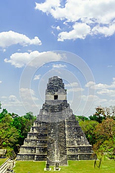 Mayan pyramid by Tikal in Guatemala