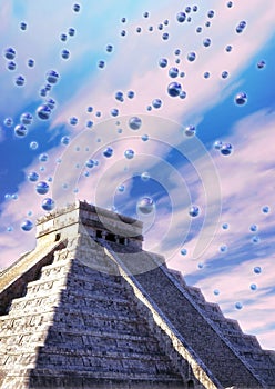 Mayan pyramid and ufo